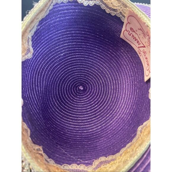 Vintage George Zamau’l Couture Hat Elegant Purple and Gold Women\'s Hat